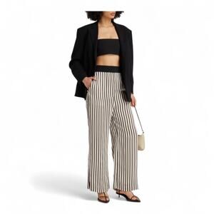 KHAITE Black and White Striped Wide Leg Pants